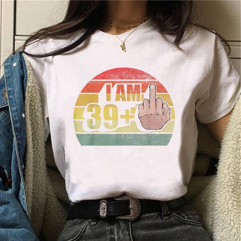 40th Birthday Manga Printed T-shirt Summer Cotton Loose Short Sleeve T-Shirts Women’s