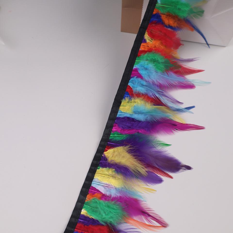 10Meters Hackle Feather Trim Rooster Neck Feather Ribbon Pheasant Feathers Fringe for Crafts Accessories Sewing Decoration