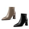 Soft Leather Shoes, High-heeled Ankle Boots, New Fashionable and Versatile Women's Pointed-toe Ankle Boots with Fleece
