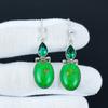 Green Copper Turquoise & Green Apatite Earrings, 925 Sterling Silver Earrings, Antique Gemstone Jewelry, Dangle Drop Earrings For Women's