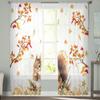 Fall Squirrel Maple Leaf Tulle Curtains For Living Room Sheer Curtain For Bedroom Window Blinds Voile Curtains