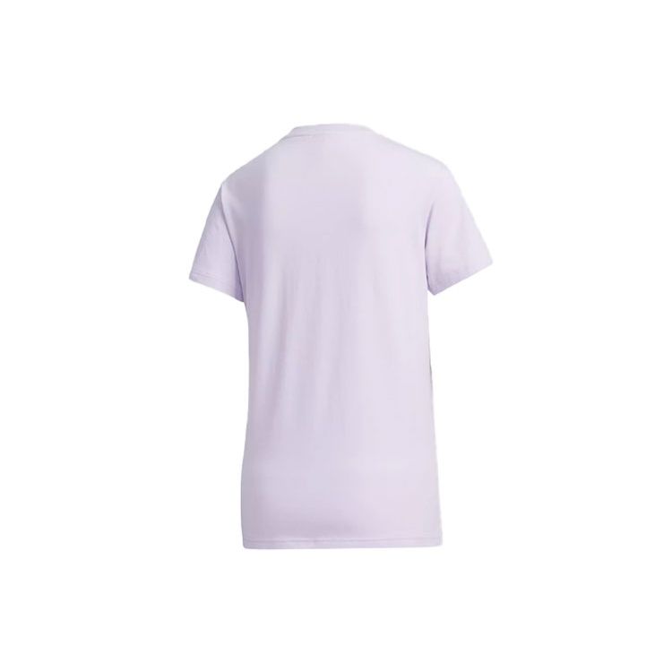 Adidas Large Logo Printed Round Neck Short Sleeve T-Shirt Women Tops Light-Purple GL5639