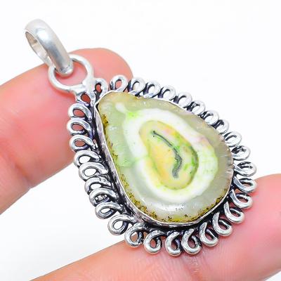 Natural Yellow Solar Quartz Gemstone 925 Sterling Silver Pendant 1.89" T0y24
