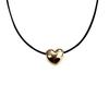 Korean-Style Heart Necklace: Versatile Black Rope with Niche Peach Heart Pendant, Adjustable Sweater Chain for Women.