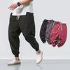 2022 Men's Loose Linen Ankle-Length Drawstring Trousers - Youthful Spring/Summer Style, Plus Size, Solid Color.