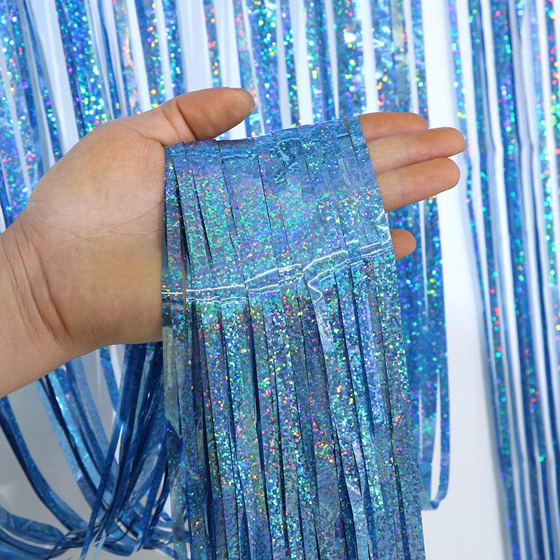1x2m Laser Rain Tinsel Garland Door Curtain for Weddings, Christmas, Birthdays, and Party Backdrops