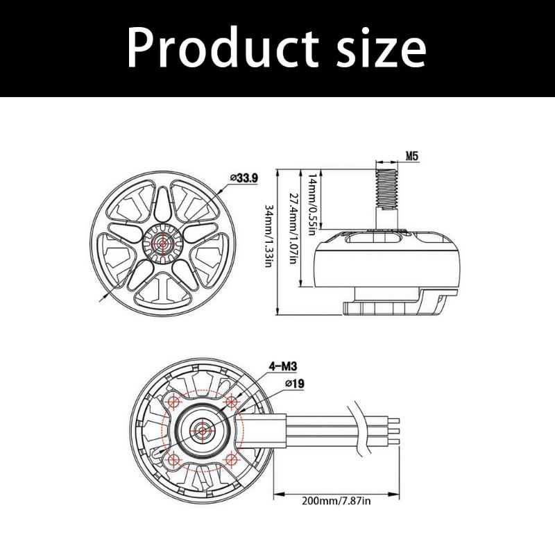 Alloy 2807-1050KV Brushless Motor Compatible for 6S Battery For DIY Drones Projects And Aerial Photography Projects