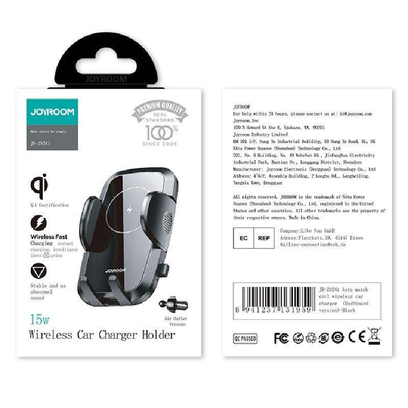 Joyroom Qi-Enabled 15W Wireless Car Charger Vent Mount (Black) - Model JR-ZS241