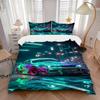 3pcs Neon Racing Bedding Set, Includes 1 Comforter + 2 Pillowcases, Without Pillow Inserts, Soft Comfortable, Lightweight Breathable, Printe