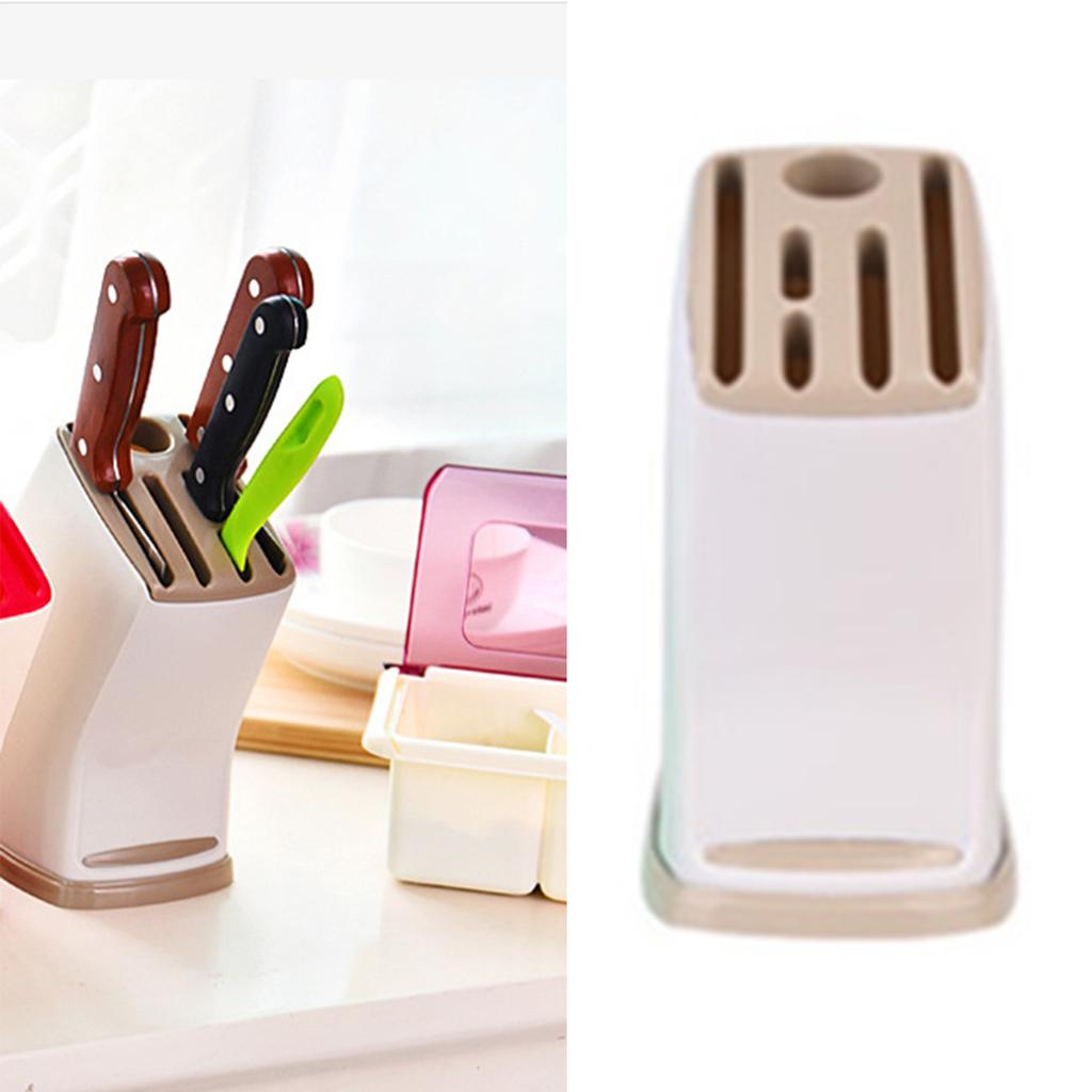 Knives Block Holder Plastic Space Saving Knives Draining Organizer Stand for Kitchen Counter Knives