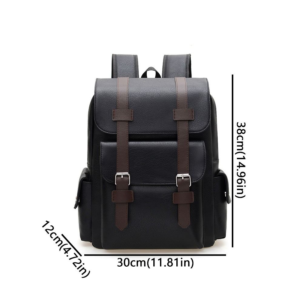 Large Capacity PU Leather Backpack Waterproof Travel Bag Computer Bag  Business Travel