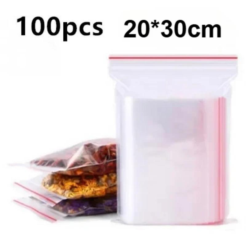 80 Microns 500-100PCS/bag, High Transparent PE Zipper Bag Reusable Plastic Self Sealing Bag Sugar Candy Dry Gift Storage Bag
