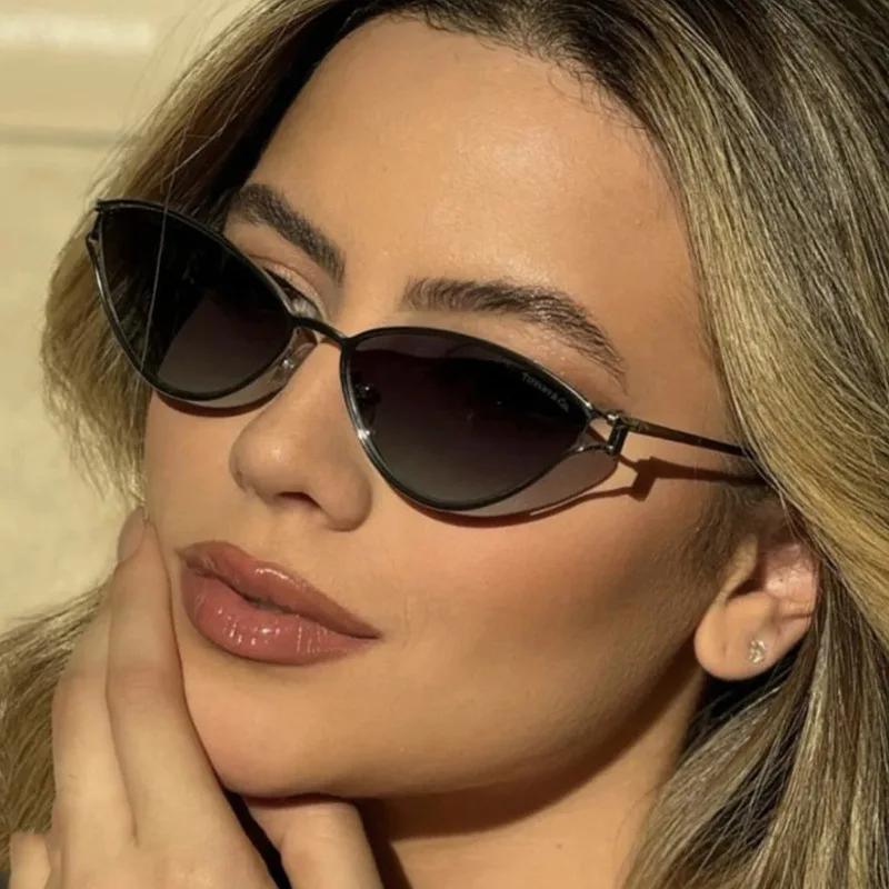 Retro Small Frame Uv Protection Sunglasses Fashion Metal Cat Eye Sunglasses For Men Women Square Sunglasses Polygon Sun Glasses