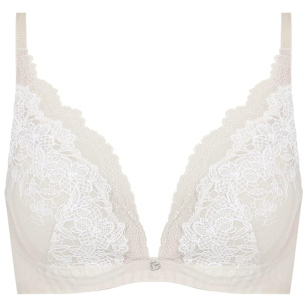 Style by Triumph Charming Glamor Slimline Deep V Tulle M001 B65 Amo's Bra, Veil, Women's, (Vanilla),
