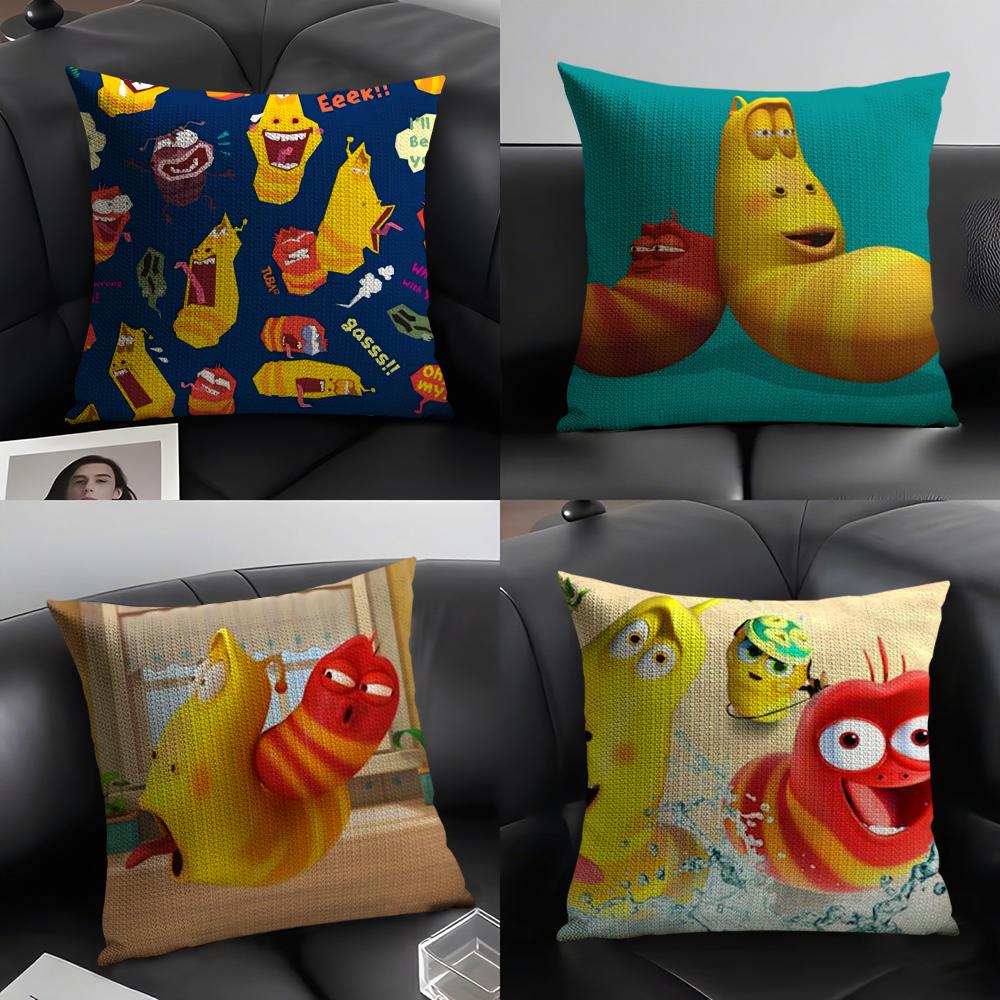 Classic Funny Anime LLarva Cushion Cover Natural Linen Organic Fabric DoubleSided Printing Sofa Home Decor Gift Pillow Case