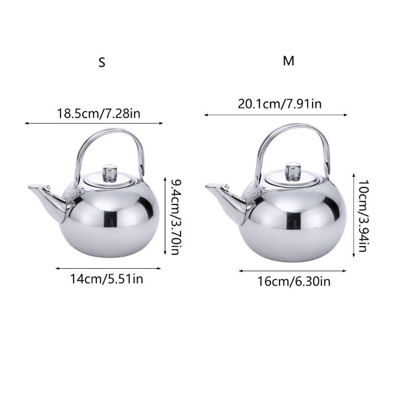 Stainsless Steel Teapots with Infuser Short Spouts Coffee Kettles