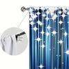 Shiny Gradient Blue Printed Curtain for Home Decor - Rod Pocket Window Treatment for Bedroom, Kitchen, Living Room