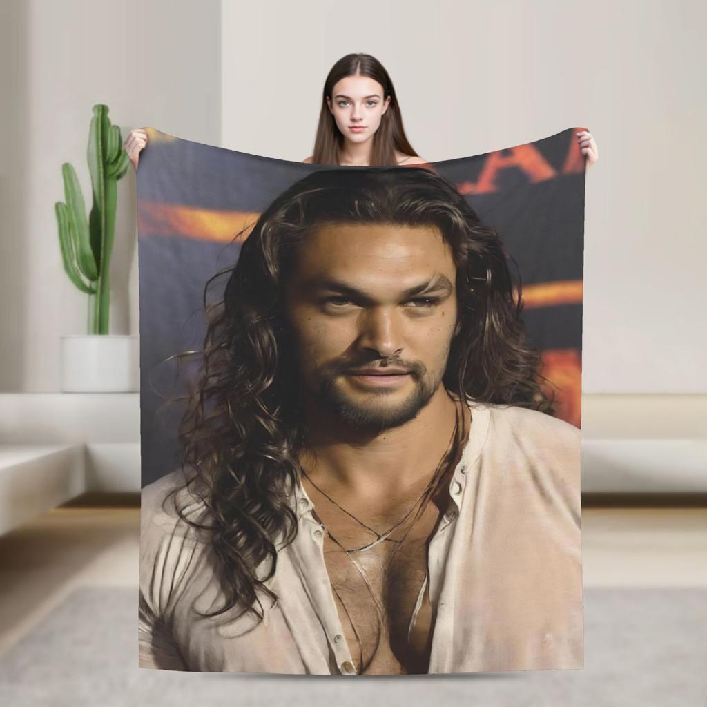 Jason Momoa Photo Collage Flannel Blanket Winter Super Warm Throw Blanket for Boy Girl Living Room Bedspread Sofa Bed Cover