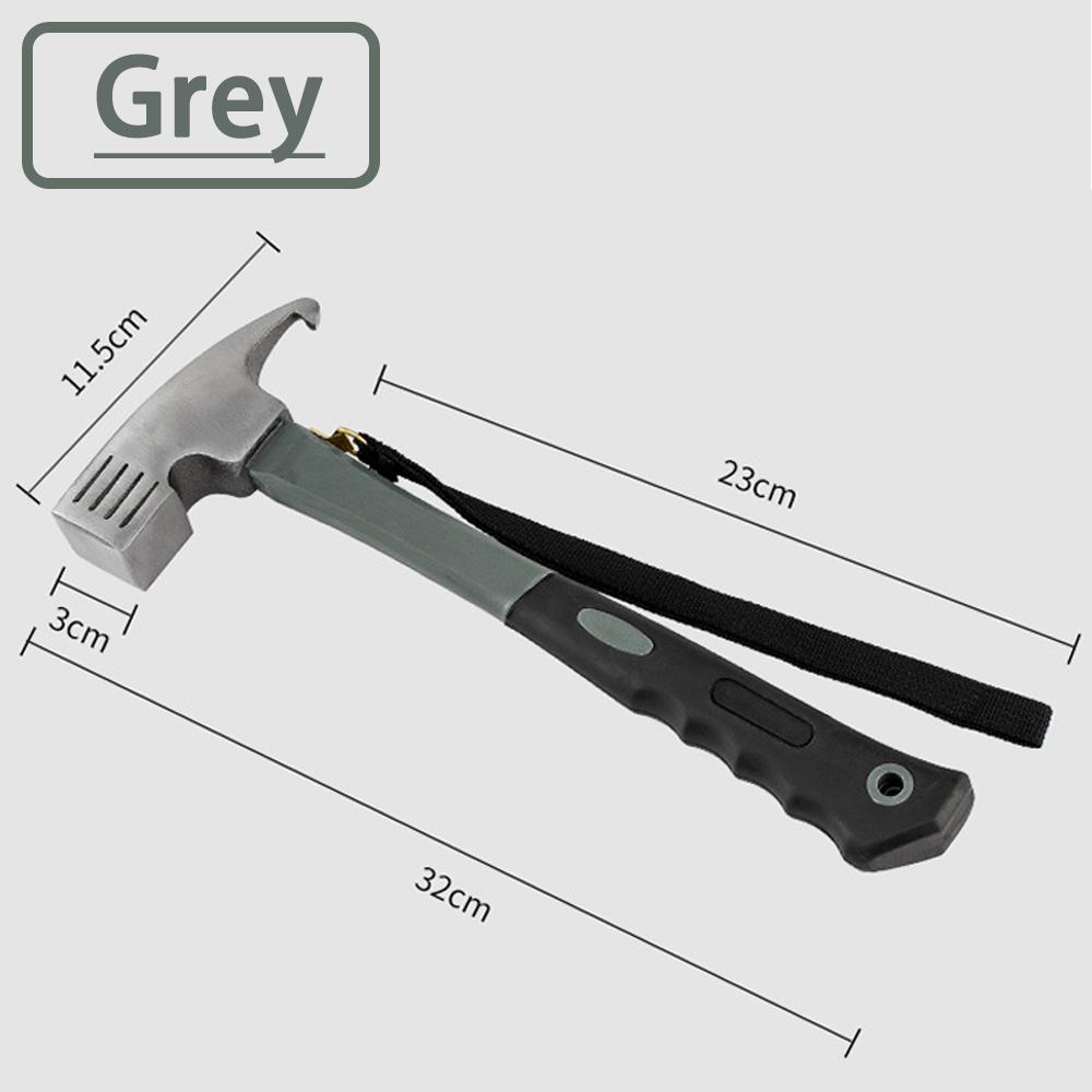 Portable Carbon Steel Camping Tent Hammer Multifunction Tool - Peg Stake Puller Mallet Awning Canopy Remover Extrator