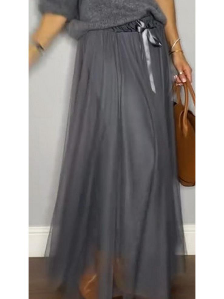 2025 European Style Women's Solid Sequin Mesh Skirt - Casual Fashion