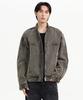 Stone Washed Denim Racer Jacket [Washed Beige]