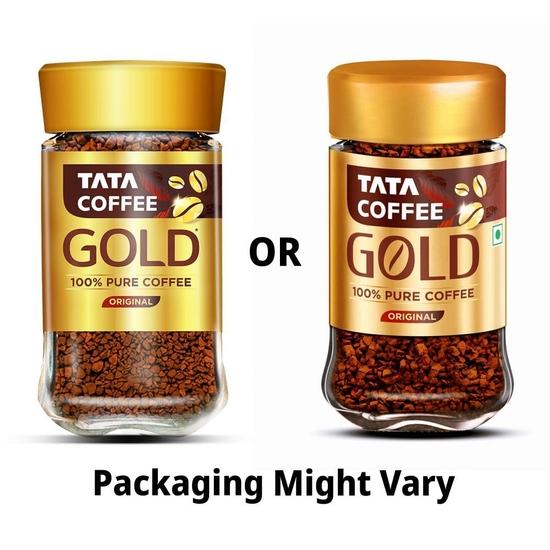 Tata Coffee Gold Original, Instant & Pure Coffee Jar, 50g, Freeze-Dried, Rich & Strong, Specially Sourced Robusta and Arabica Bean