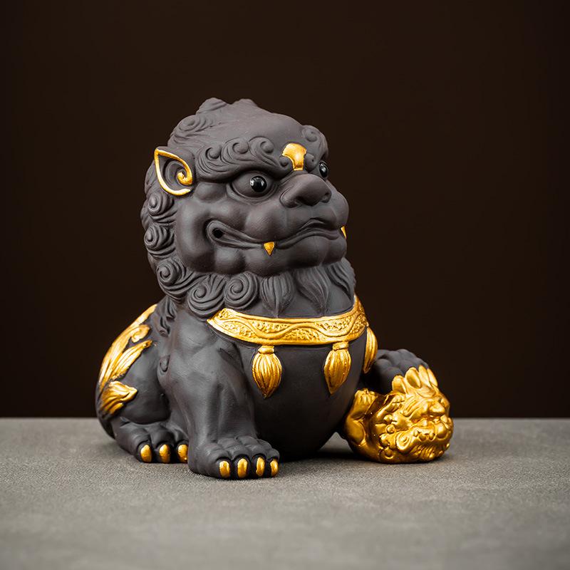 Purple Clay Pixiu Tea Pet for Kung Fu Tea Set, Desktop Decoration