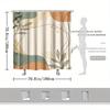Abstract Earth Tone Shower Curtain – Minimalist Organic Shapes, Leaf Patterns, Modern Art Design, 70X70In, Includes Hooks