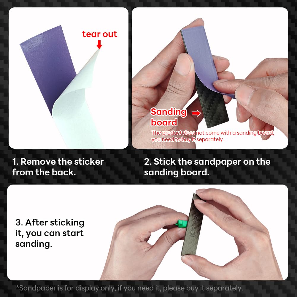 Stedi Carbon Fiber Sanding Sticks (4 Pieces), Ideal for Gundam, Scale Military Models, 3D Resin Parts, Wood, Hobby Model Tools, Sanding Small Areas.