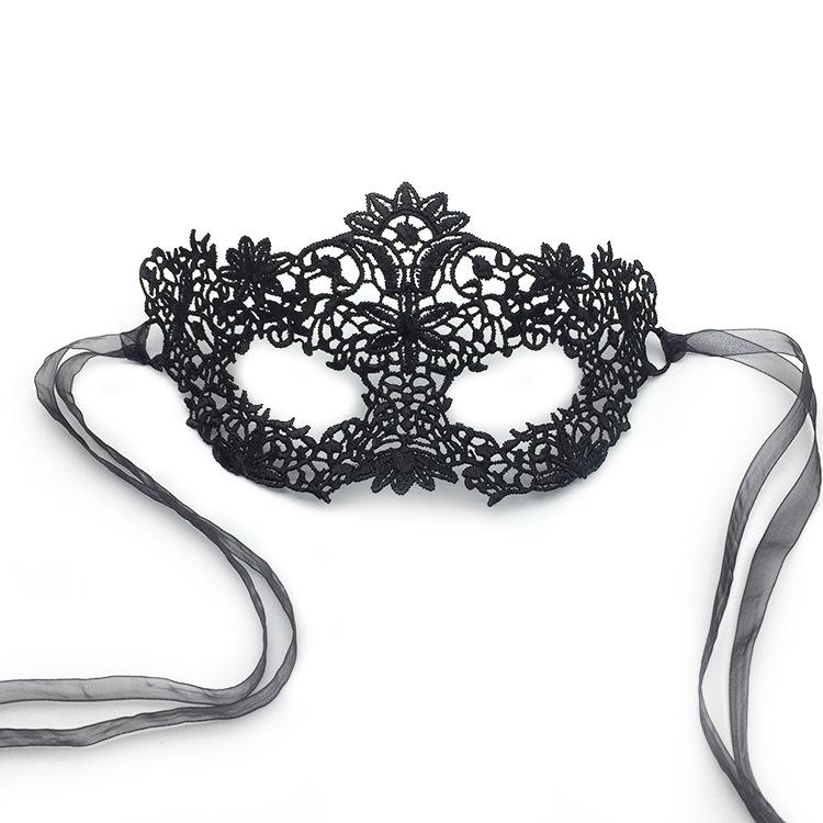 

Halloween Black Lace 3D Flower Half Face Masquerade Masks Set One Size