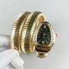 Orologio da donna al quarzo con cinturino in acciaio a due cerchi a forma di serpente, personalità, completamente diamantato, produttore