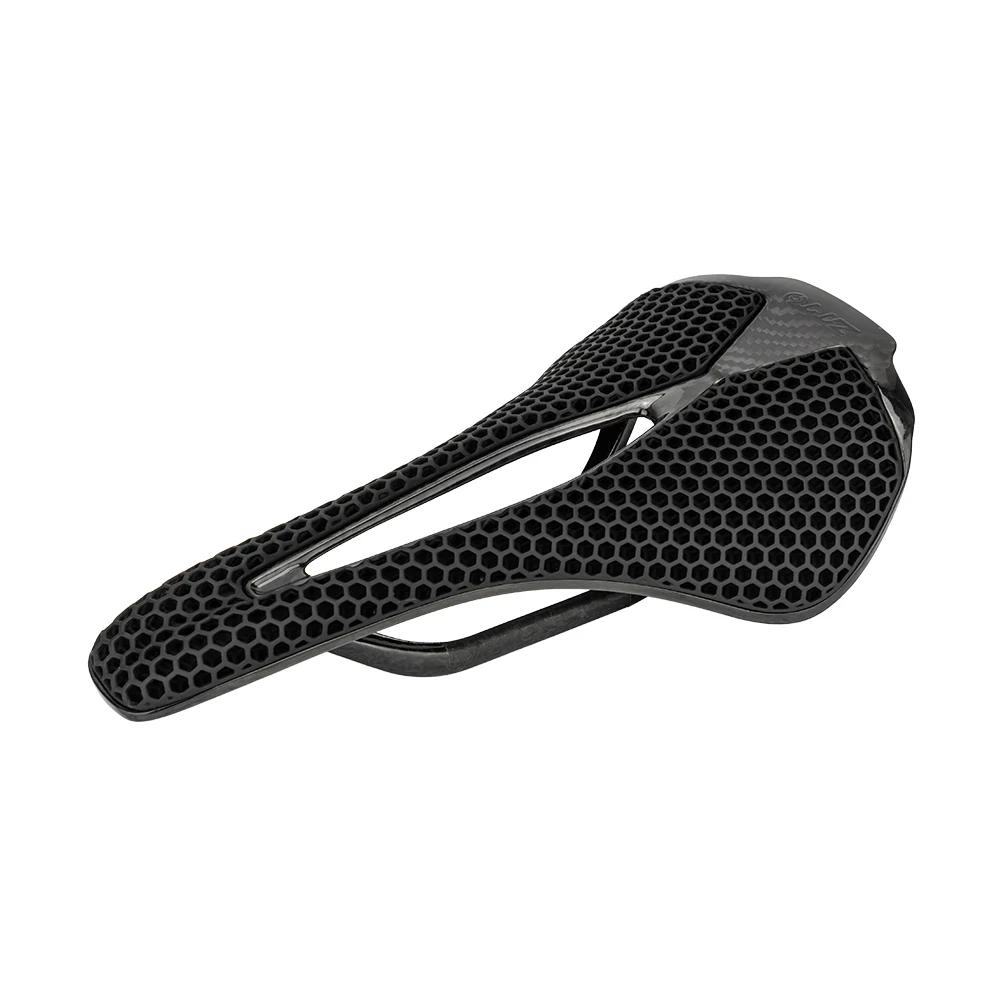 ZTTO 3D Printed Carbon Fiber Bicycle Saddle SuperLight Hollow Rail MTB Gravel Road Seat with Comfortable Breathable Cushion