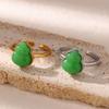 Stainless Steel Gold Color Rings For Women Vintage Green Gourd Adjustable Opening Ring Female Wedding Aesthetic Jewerly Gift