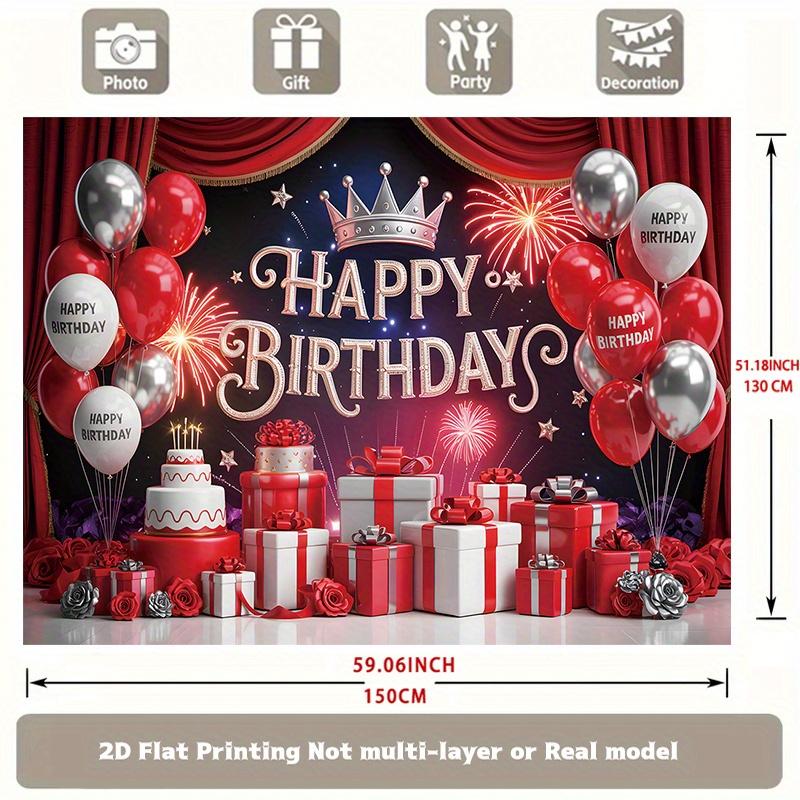 Party Backdrop Fireworks Red Silver Flat Event Photo Background Birthday Party Decor