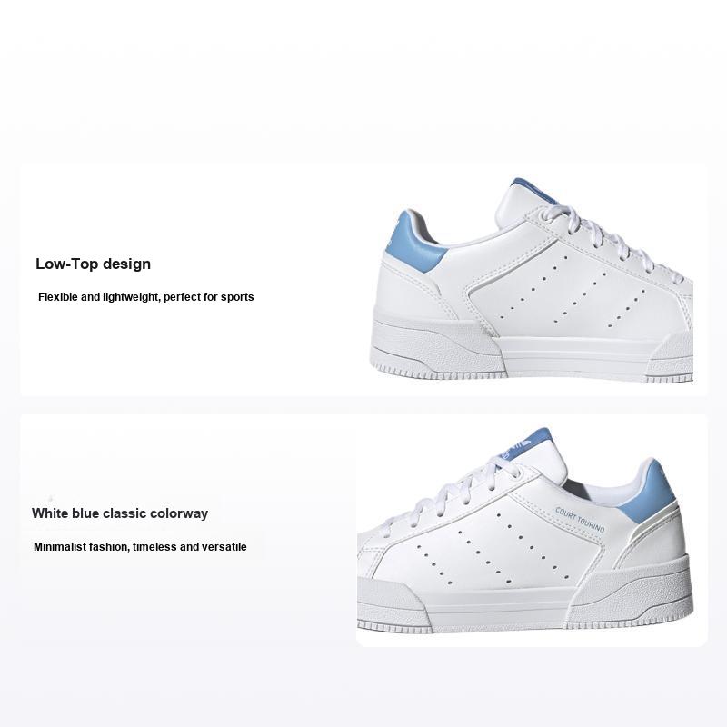 adidas Court Tourino J White Light Blue Kids Sneakers Cloud-White Core-Black H00763