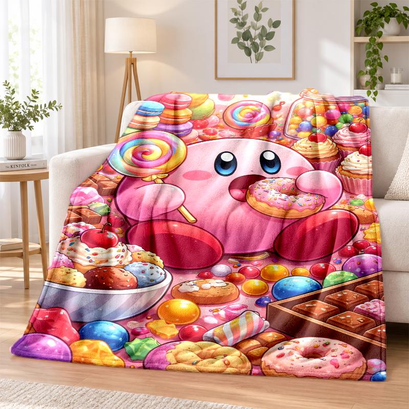 Kirby Flannel Throw Blanket Soft Warm Cozy For Sofa Bed Indoor Home Bedroom Use