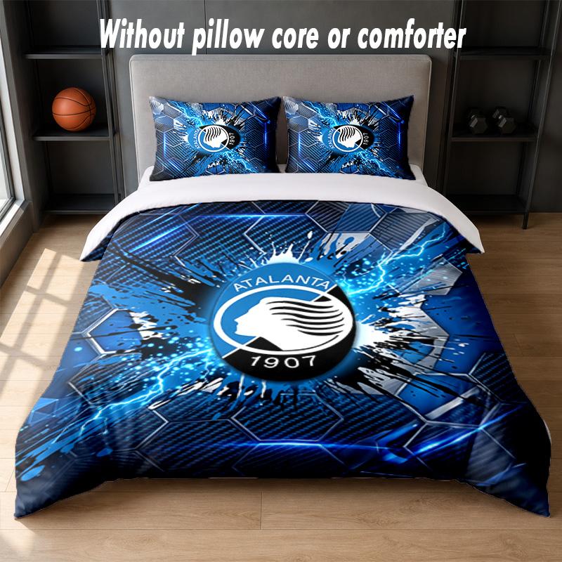 Set Biancheria da Letto Design Atalanta FC 1 Copripiumino + 2 Federe Morbido Traspirante Biancheria da Letto per la Casa