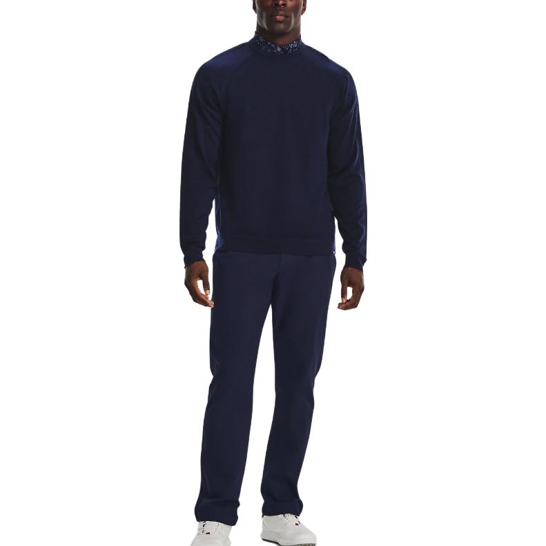 Under Armour Solid Color Crew Neck Sweater Men Tops Midnight-Blue 1373684-410