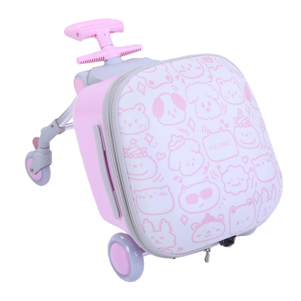 Kinder Mitfahr-Koffer mit Sitz 20 Zoll Handgepäckkoffer 2-in-1 Kinderkoffer mit flexiblen Rädern und Schutzbügel für