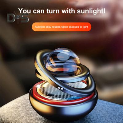 Deodorante per auto solare Anello girevole Sfera trasparente Fragranza di lunga durata Purificazione dell'aria Diffusore di aromaterapia automatico Ornamento Accessori interni per auto