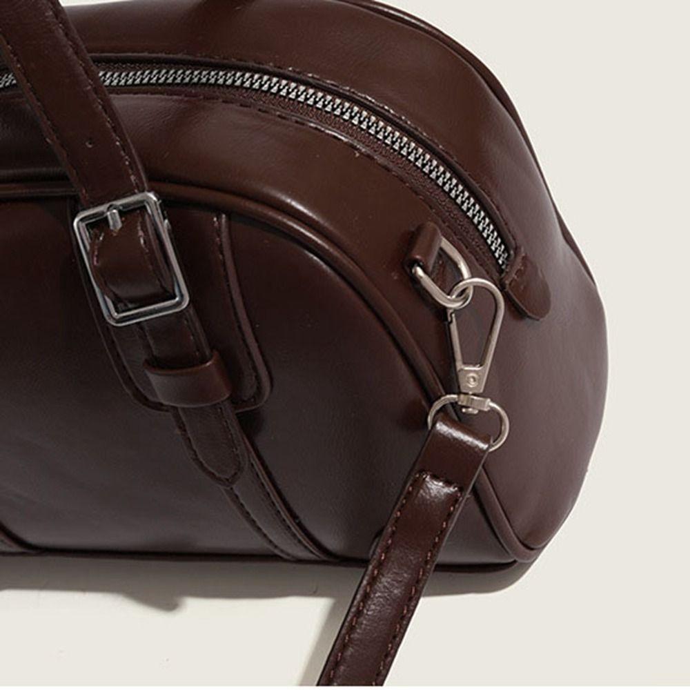 Shoulder Bag Retro Handbag PU Leather Boston Bag Elegant PU Bowling Bag  Girls/Female