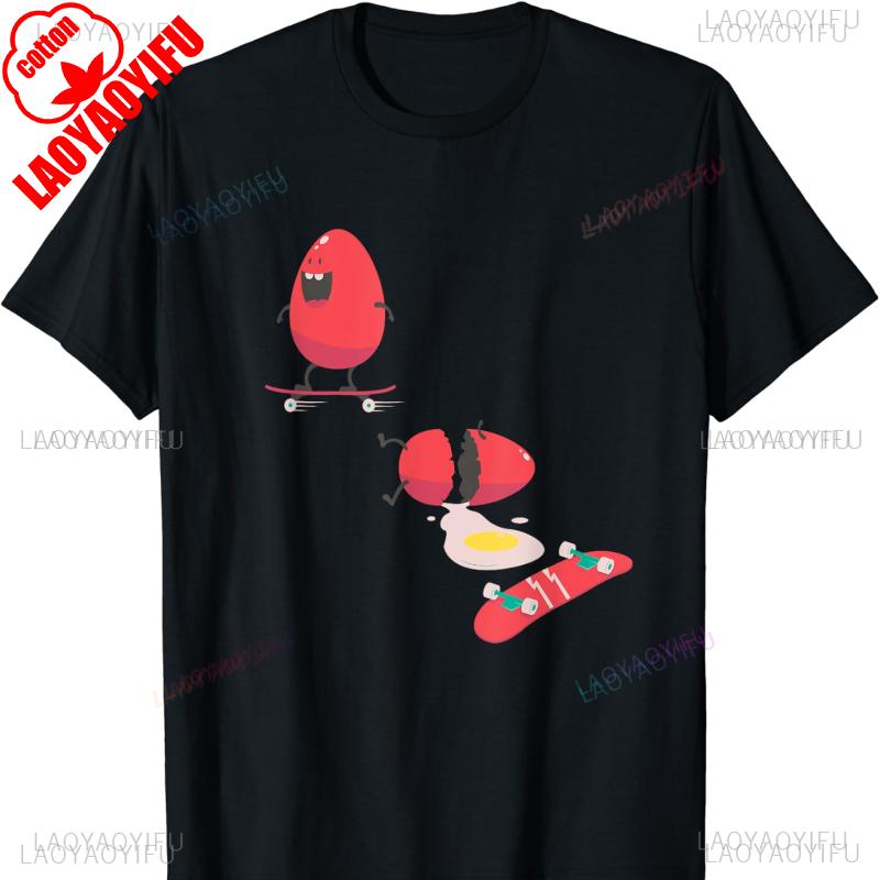 Skateboard Egg Funny Skateboarding Skateboarder Gift Idea Cotton TShirt Streetwear T Shirts for Men Mens T Shirts High Quality