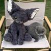 Cute Black Cat Plush Toy Throw Pillow Khaki Curly KUKI Black Cat Long Hair Doll Stuffed Animals Festive Gifts for Kids Birthday