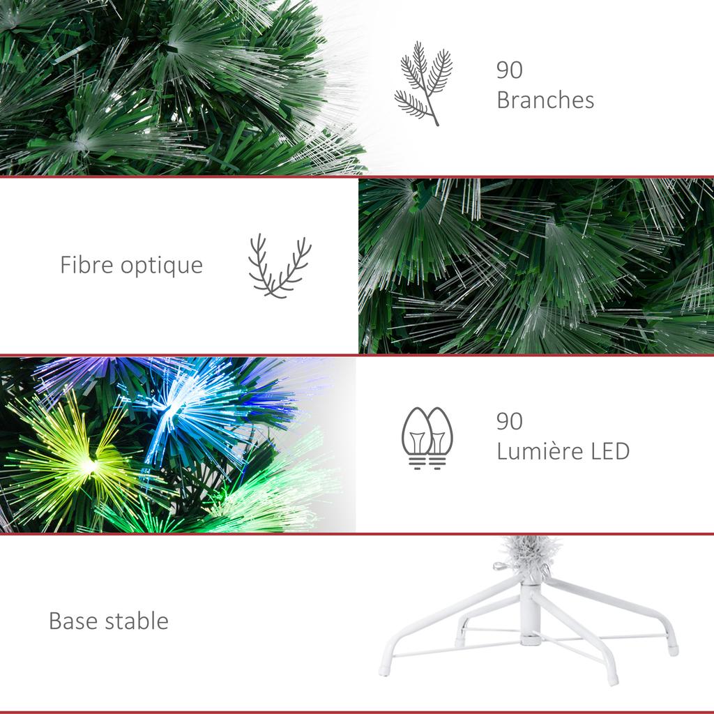 Artificial Christmas Tree Light-Up Christmas Tree 120cm Fiber Optic Christmas Decor Color-Changing Light 130 LED Green