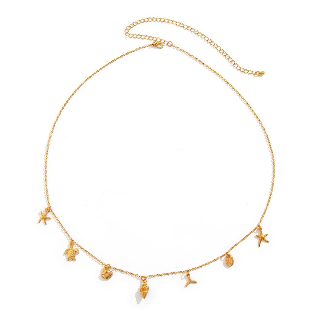 Holiday Starfish Scallop Shell Chain Waist Chain, Beach Coconut Tree Imitation Pearl Fish Tail Bodychain