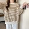 Long Sleeve Striped Hoodie Women Loose Casual Lazy Style Top