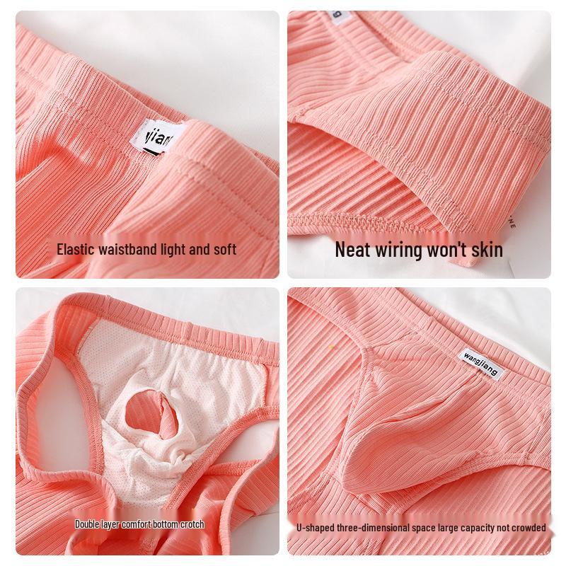 Men's Ribbed Cotton Briefs - Sexy, Breathable, and Trendy U-Convex Design