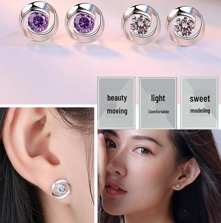 Sterling Silver Rose Love Stud Earrings - Simple & Elegant Design