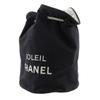 Chanel Mini Pool Bag Shoulder Bag Logo Drawstring Black Cotton Women Used