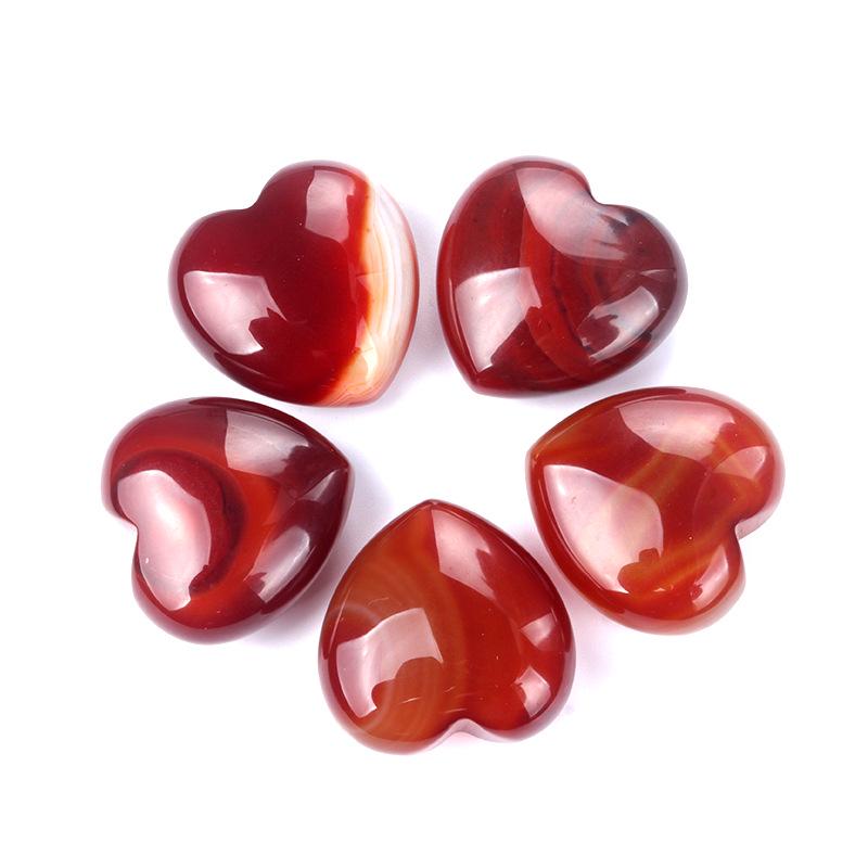 Natürlicher Kristallachat Herzförmiger 30mm Stein - Halbedelstein Valentinstagsgeschenk